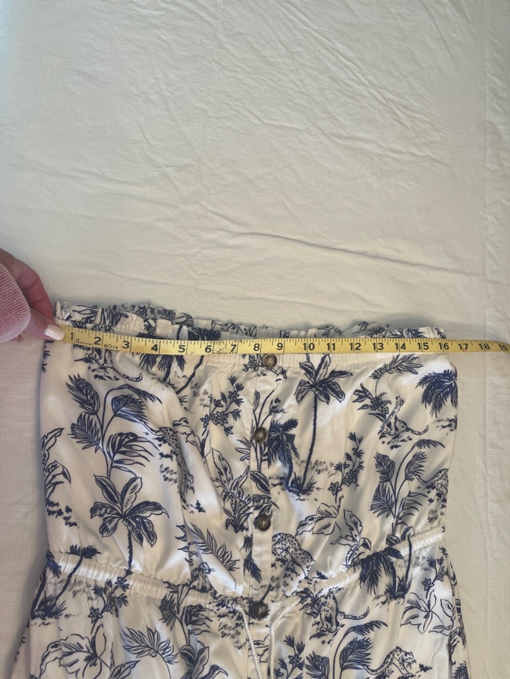 Lost + Wander White Maxi Dress with Blue Tropical Print NWT Size L - Picture 11 of 13